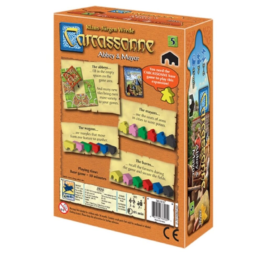 Carcassonne Expansion 5 Abbey and Mayor Back Of Box