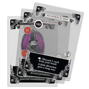 Image of the Gloom 2nd Edition cards displaying its unique transparent design.