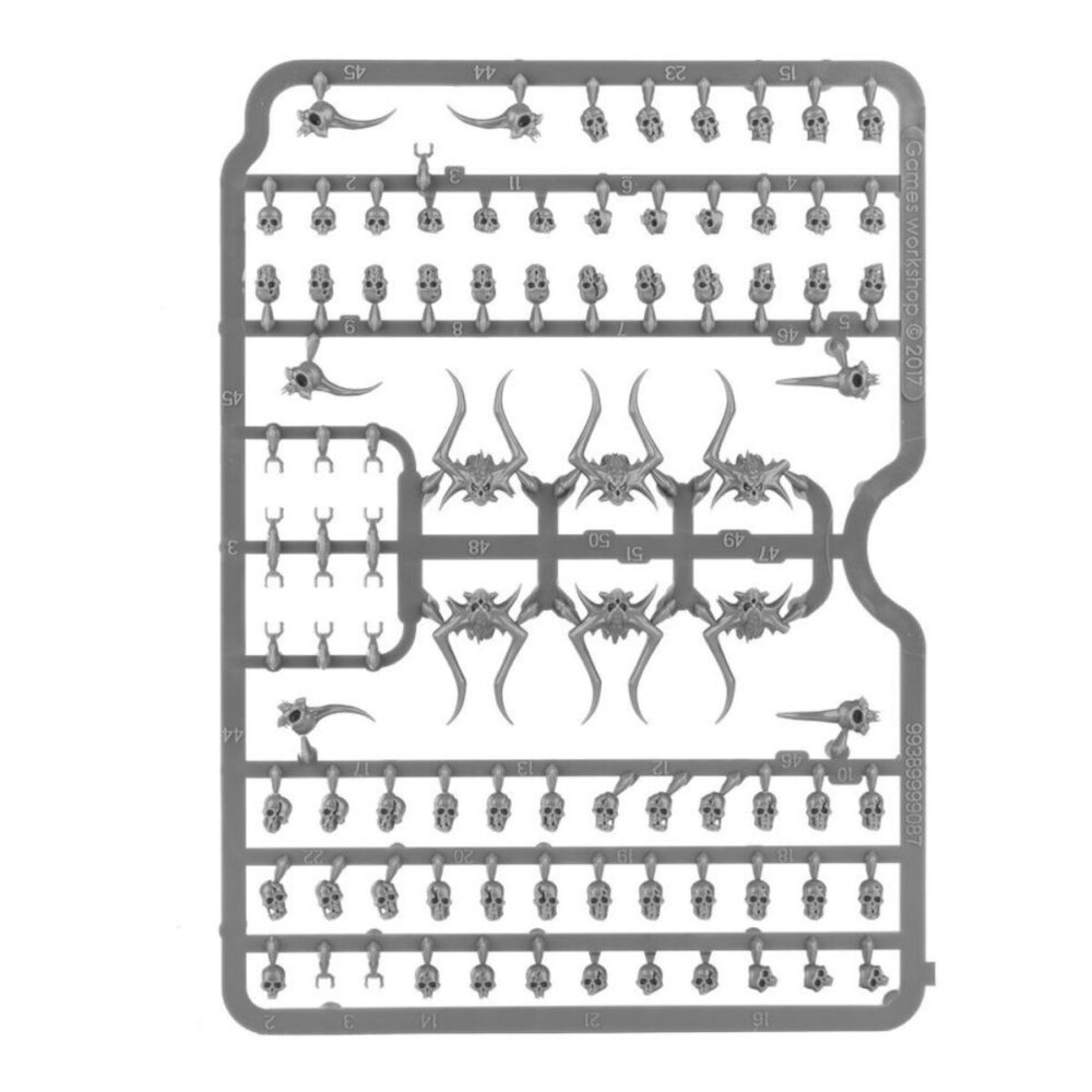 Sprue of human and daemon skulls from the Citadel Skulls set