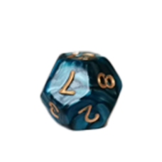 Dice: Pearl Dark Blue & Black with Gold Digits D12 x1