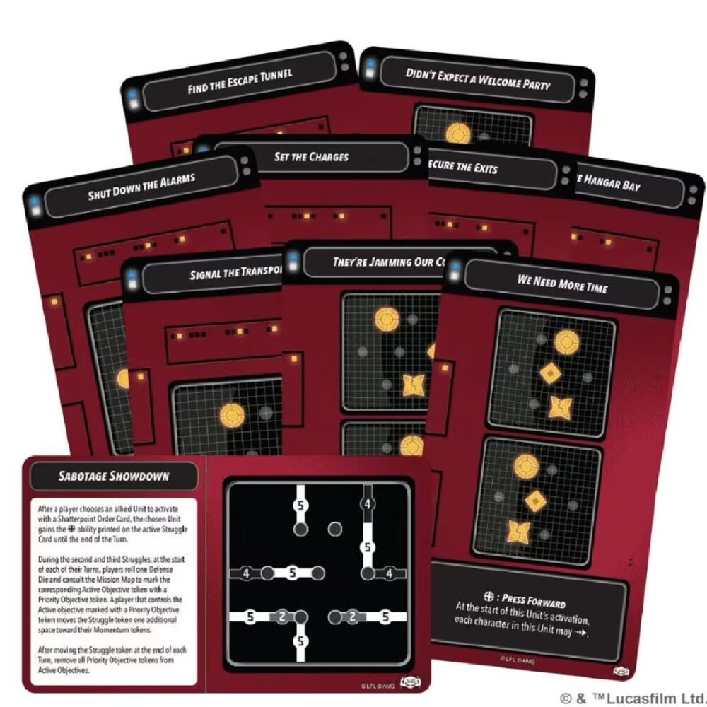 Star wars Shatterpoint Sabotage Showdown Squad Pack cards