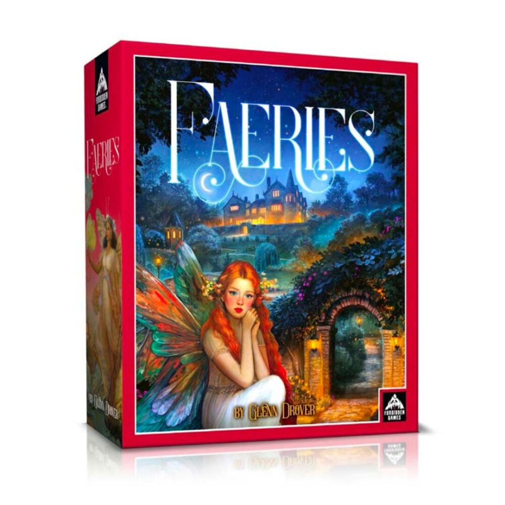 Faeries & Magical Creatures game box with hand-painted Faerie Folk and mystical landscape.