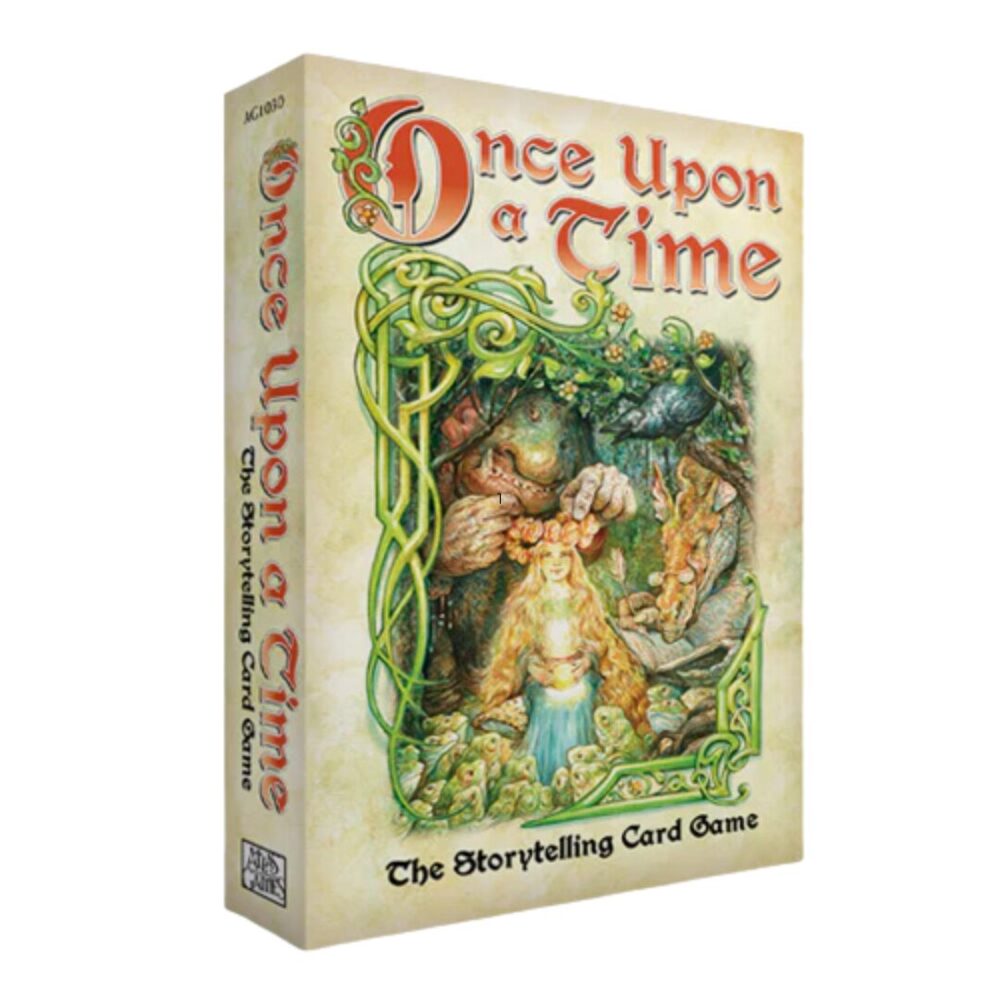 Image of the Once Upon a Time game box displaying its whimsical artwork and card details.