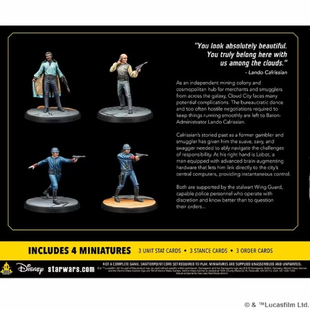 Star Wars Shatterpoint: What Have We Here Squad Pack Lando Calrissian Pack Back Of Pack