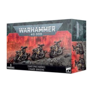 Image of Chaos Space Marines: Chaos Bikers box, showcasing dynamic motorcycle-riding miniatures armed with combi-bolters