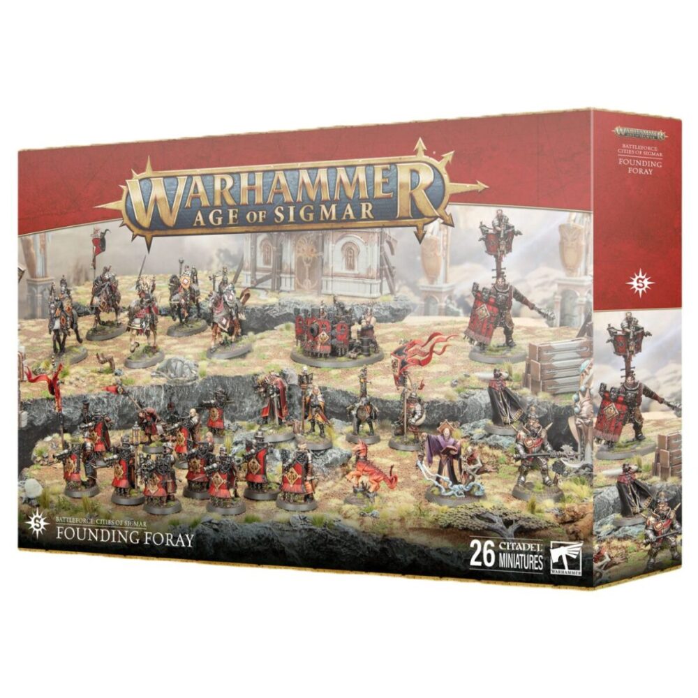 Image of the Cities of Sigmar Battleforce: Founding Foray box with detailed miniatures displayed.