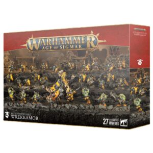 Image of the Ironjawz Battleforce: Wrekkamob box, showcasing the dynamic miniatures and vibrant artwork.