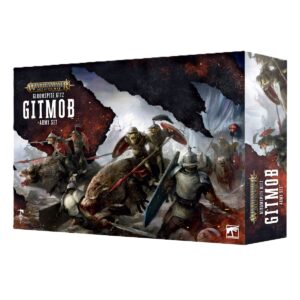 Box art of Gloomspite Gitz Gitmob Army Set, featuring Snarlfang-riding grots and Droggz da Sunchompa