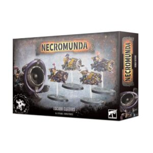 Box art of Necromunda: Escher Cutters, showcasing four jetbikes in dynamic poses