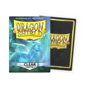 Alt Text: Dragon Shield Clear Matte Standard Size Sleeves Box and Sleeves