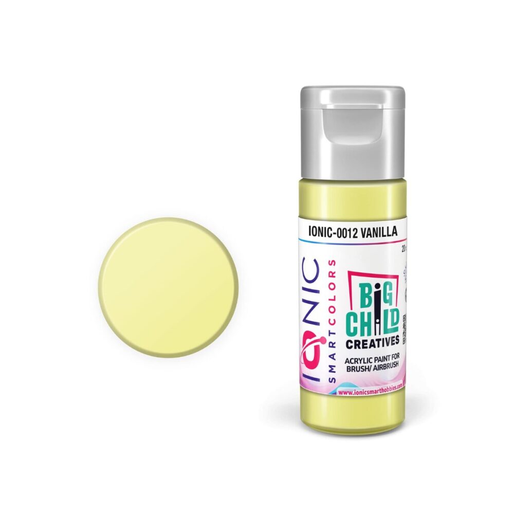 Ammo Ionic Vanilla paint bottle with a soft, creamy yellow tint