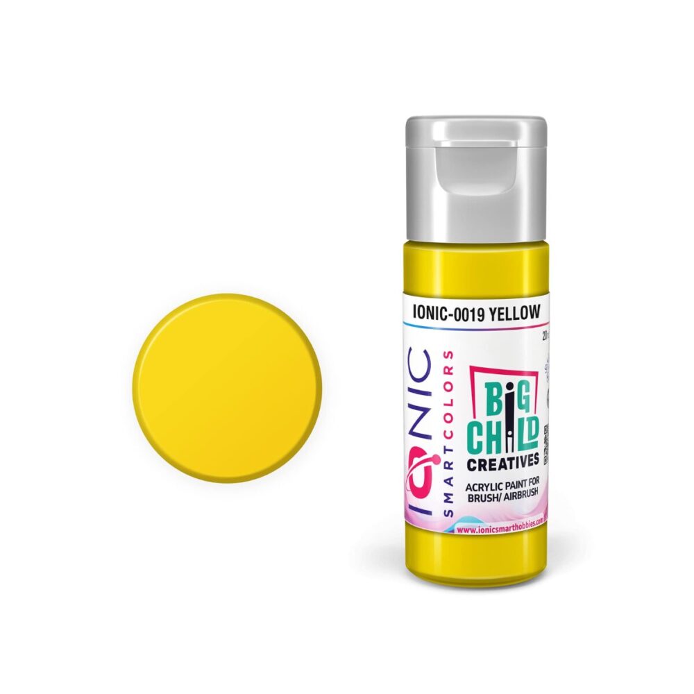 Ammo Ionic Yellow paint bottle with a pure, true yellow hue